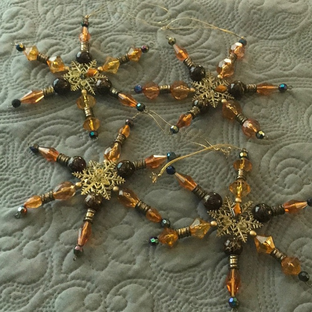 (4) Star Jeweled Christmas Ornaments